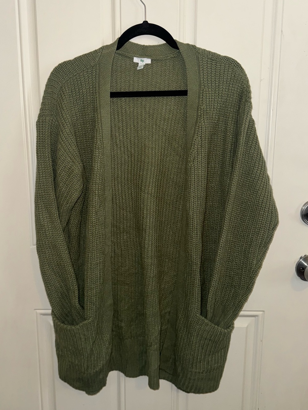 dip Olive Green Chunky Open-Front Cardigan